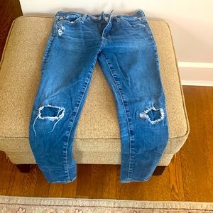 AG skinny ankle jeans. Distressed